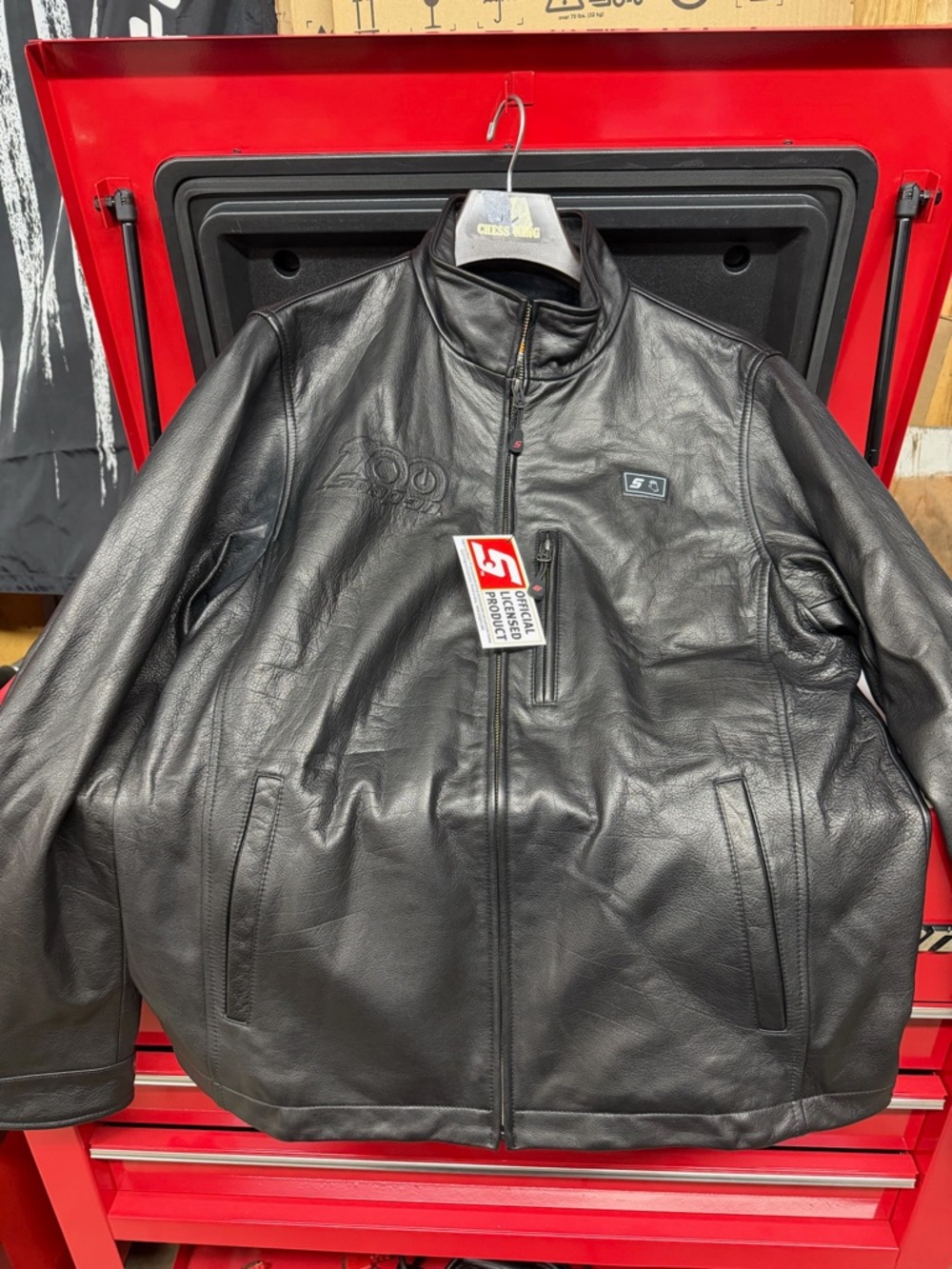 Snap-On Men's Black Heated Leather Jacket with Portable Battery Pack - NWT